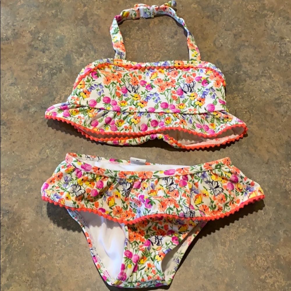 Floral Janie and Jack girl’s two piece swimsuit